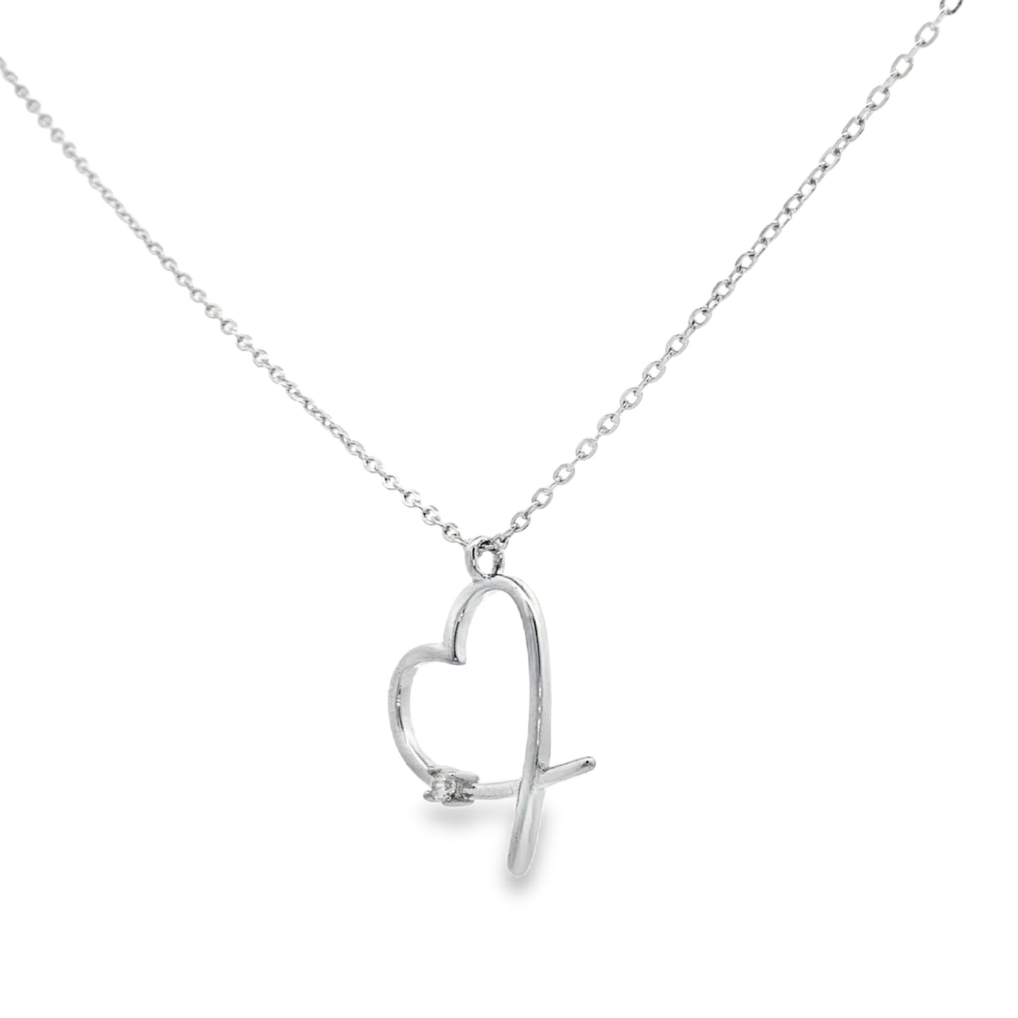 Minimal Diamond Heart Pendant Necklace