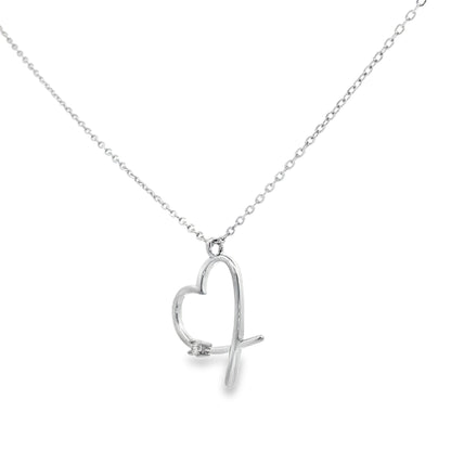 Minimal Diamond Heart Pendant Necklace