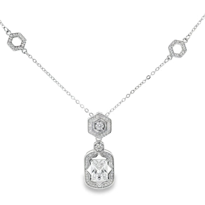 Hexa Halo Diamond Drop Necklace