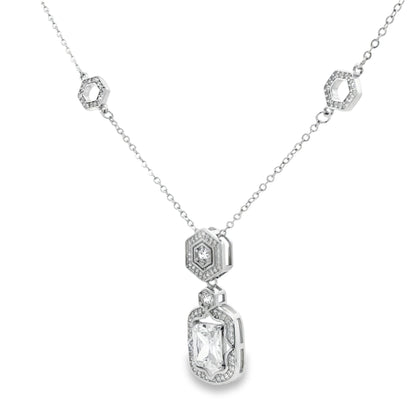 Hexa Halo Diamond Drop Necklace
