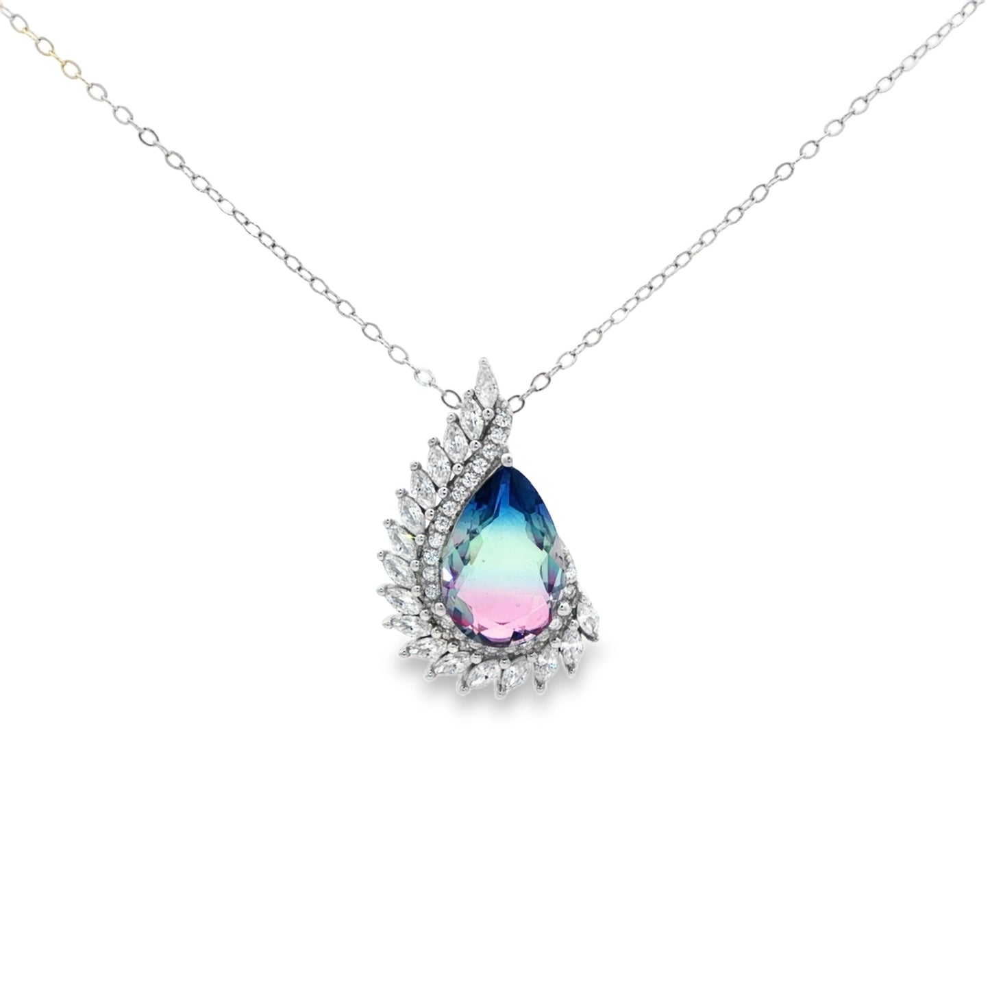Aurora Teardrop Diamond Halo Necklace