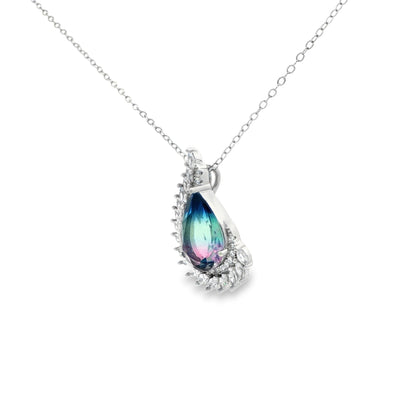 Aurora Teardrop Diamond Halo Necklace
