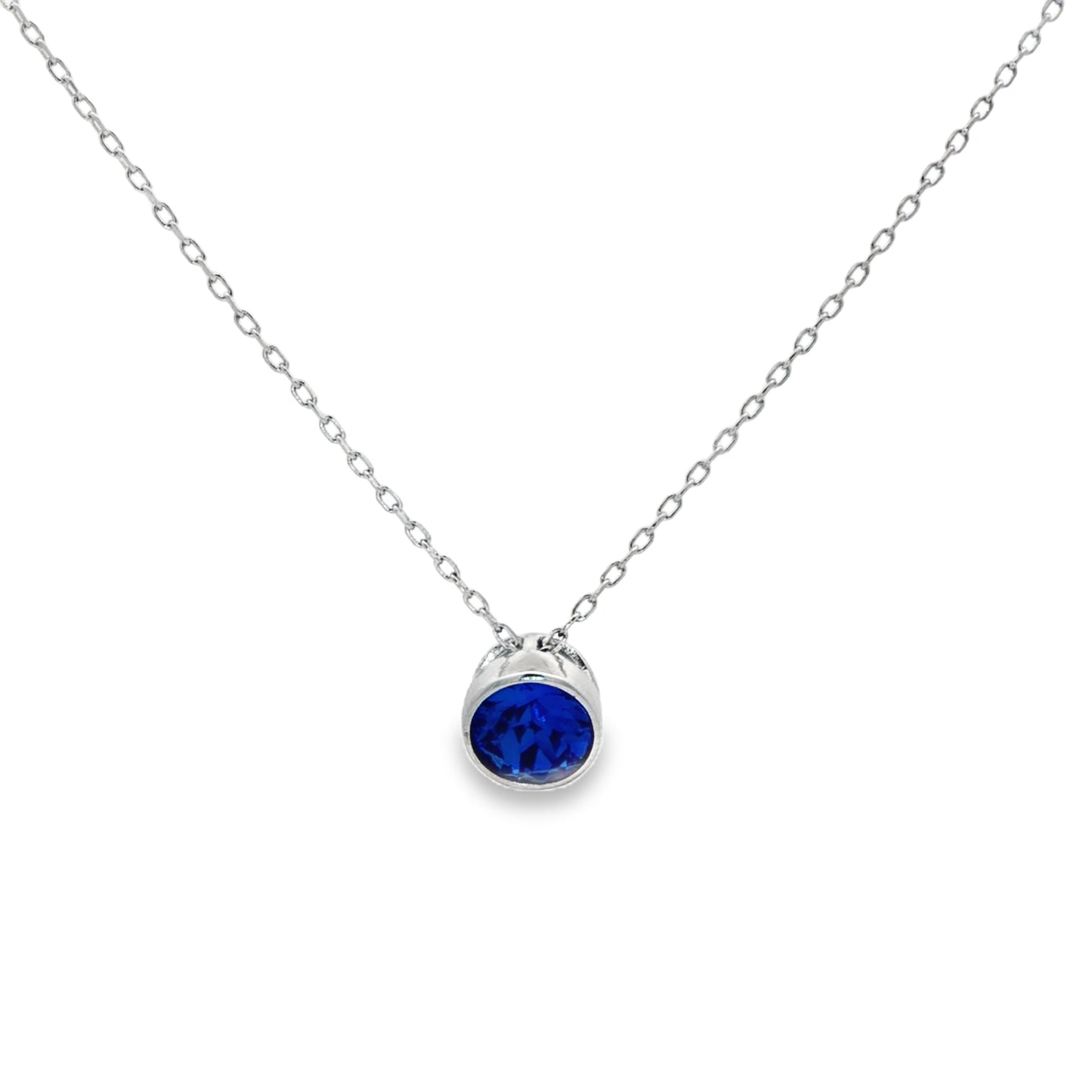 Classic Blue Solitaire Pendant Necklace