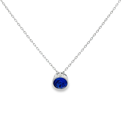 Classic Blue Solitaire Pendant Necklace