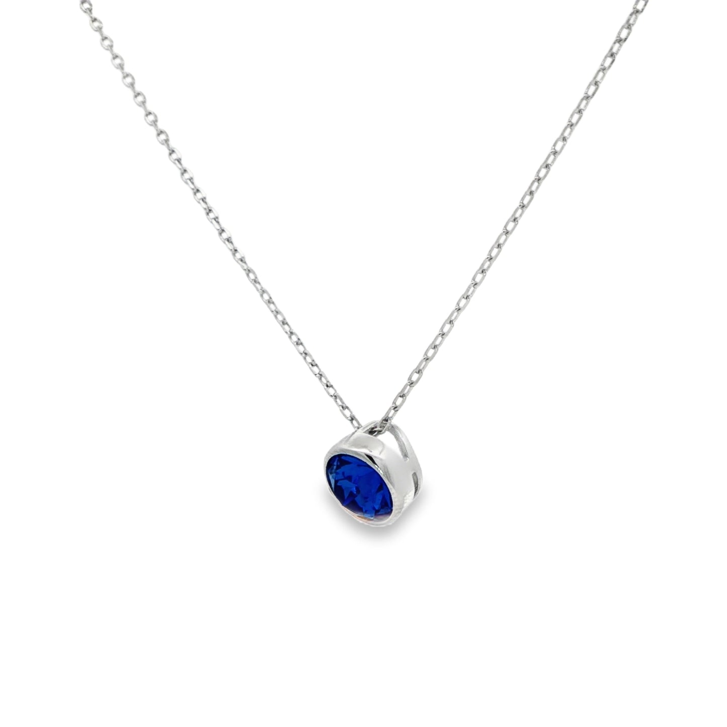 Classic Blue Solitaire Pendant Necklace