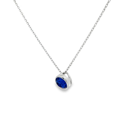 Classic Blue Solitaire Pendant Necklace