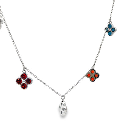 Trio Bloom Charm Necklace