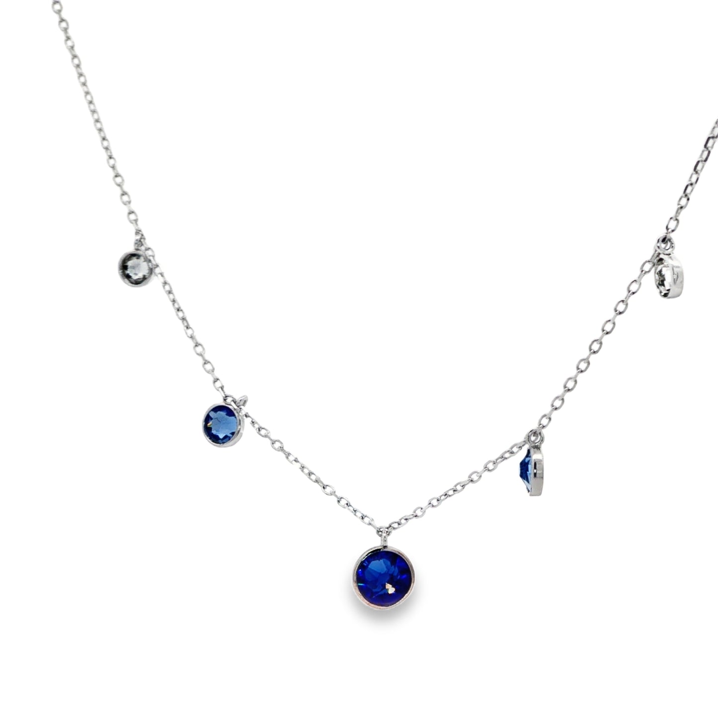 Sapphire Drop Charm Necklace