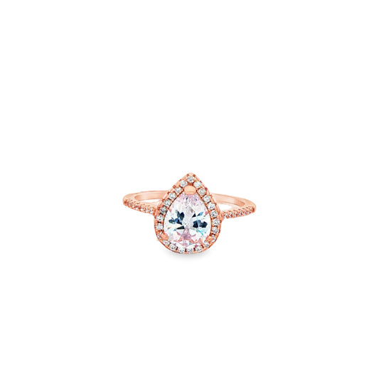 Pear Halo Elegance Ring