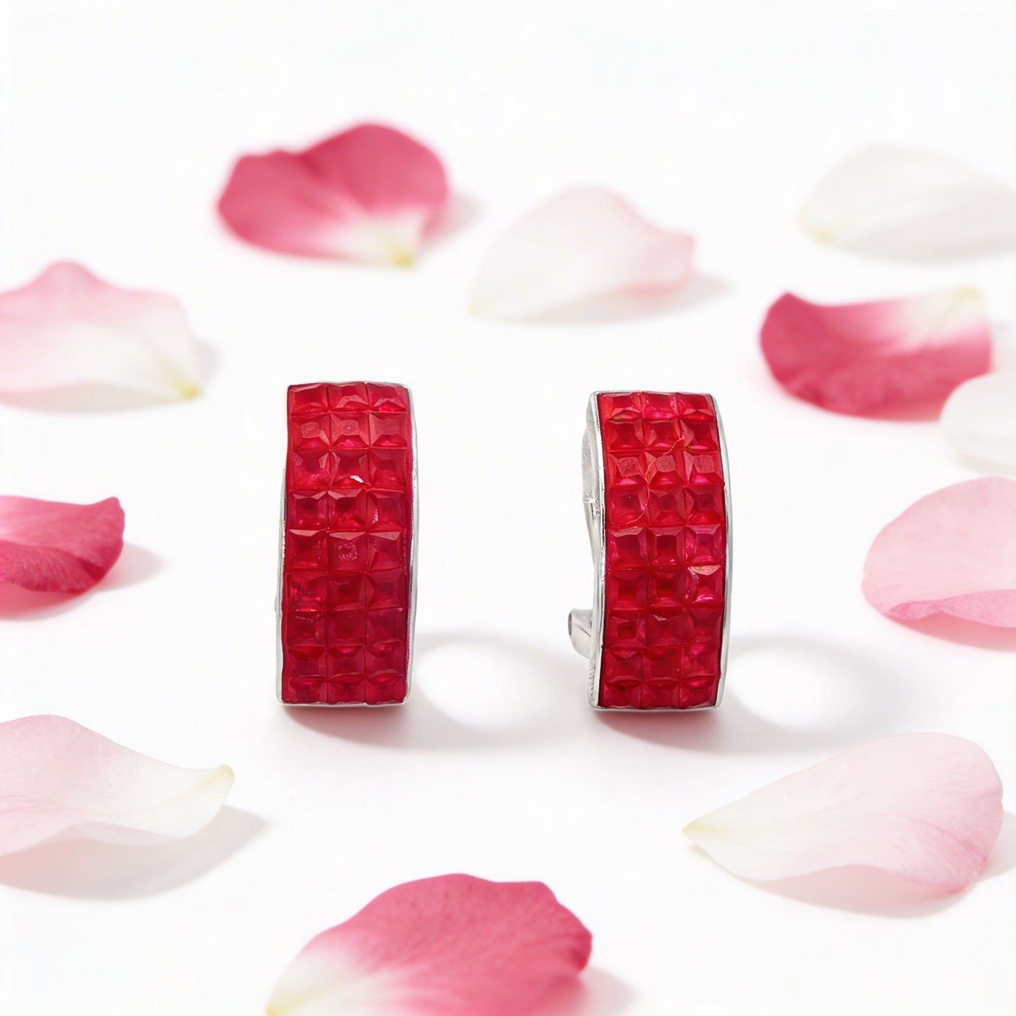 Crimson Grid Hoops