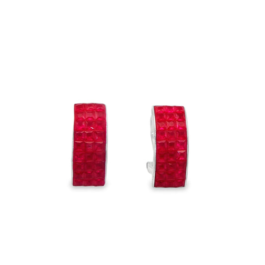 Crimson Grid Hoops