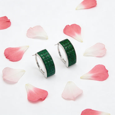 Emerald Grid Hoops