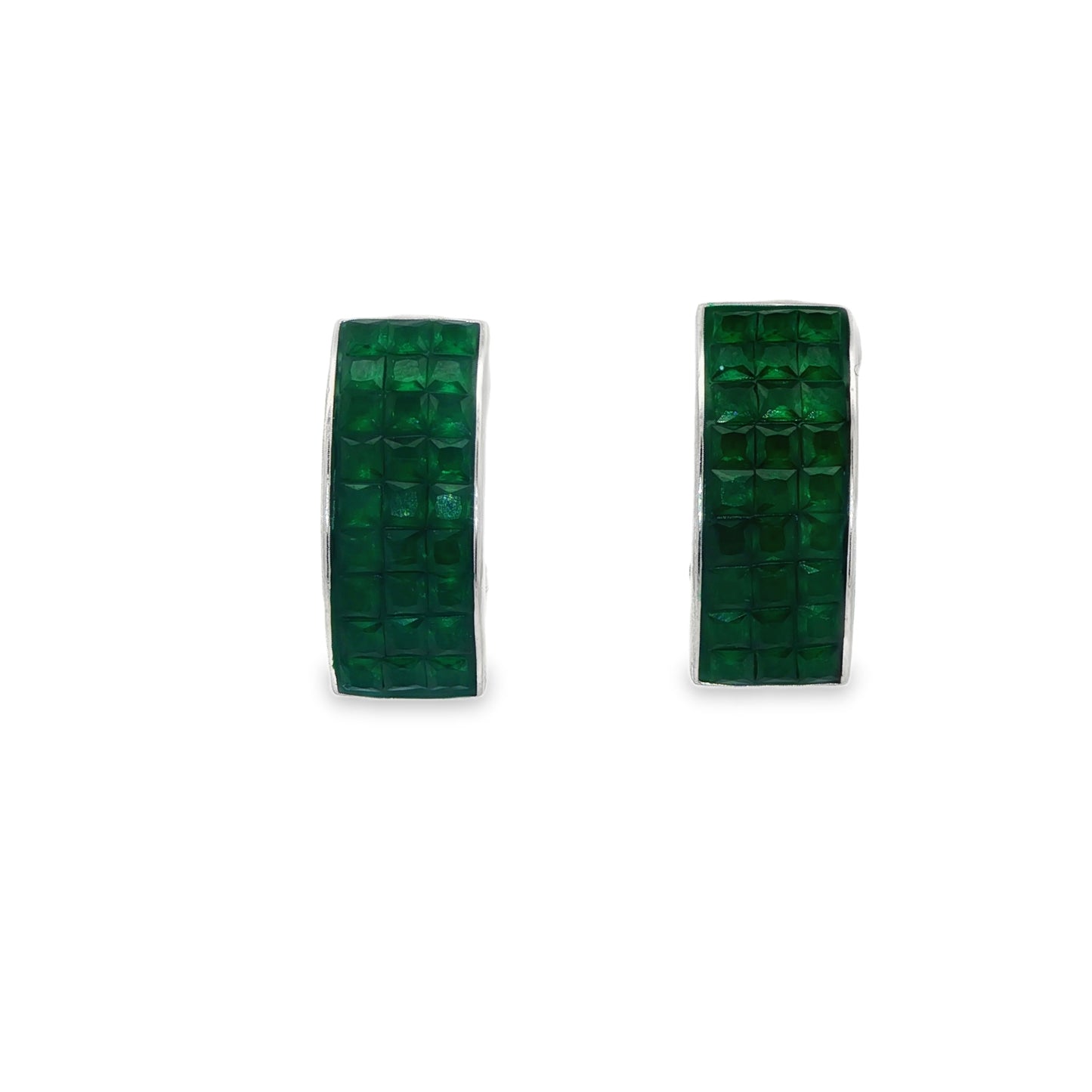 Emerald Grid Hoops