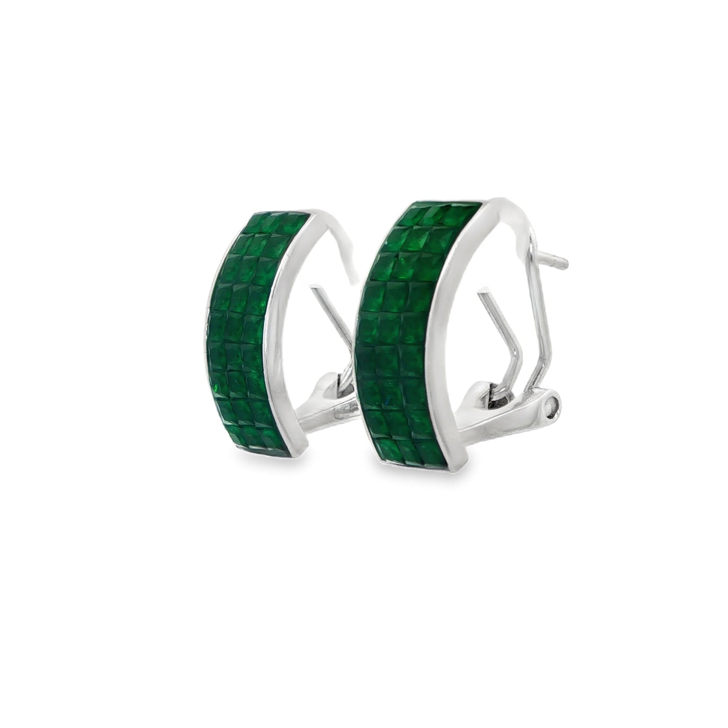 Emerald Grid Hoops