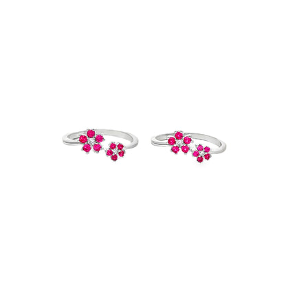 Ruby Blossom Dual Toe Ring