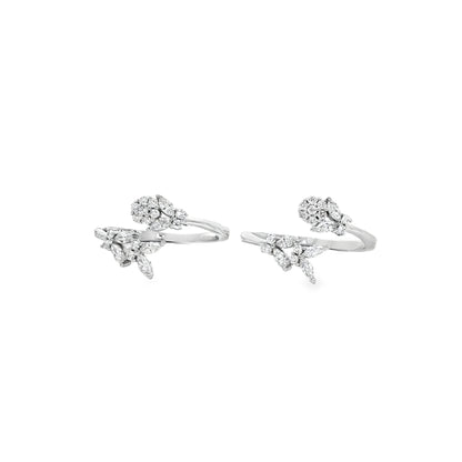 Floral Open Diamond Toe Ring