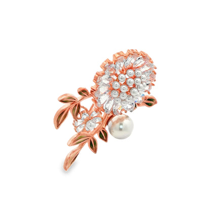 Floral Radiance Pearl Brooch