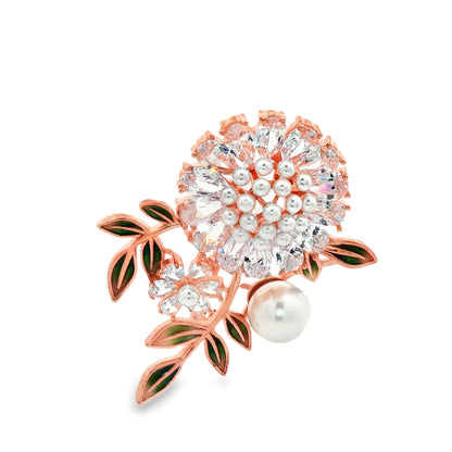 Floral Radiance Pearl Brooch