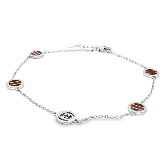 Tricolor Charm Silver Anklet