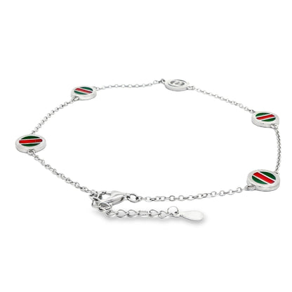 Tricolor Charm Silver Anklet