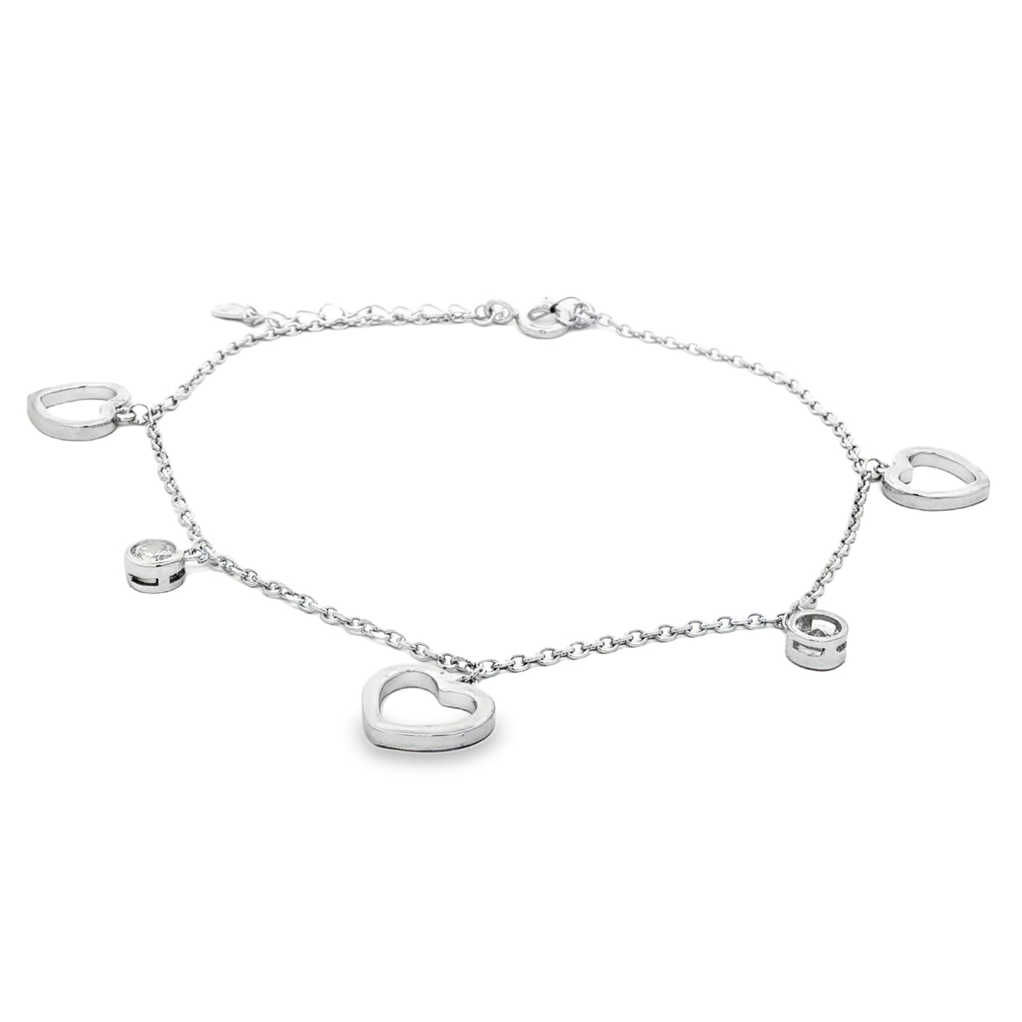 Silver Heart Drop Anklet