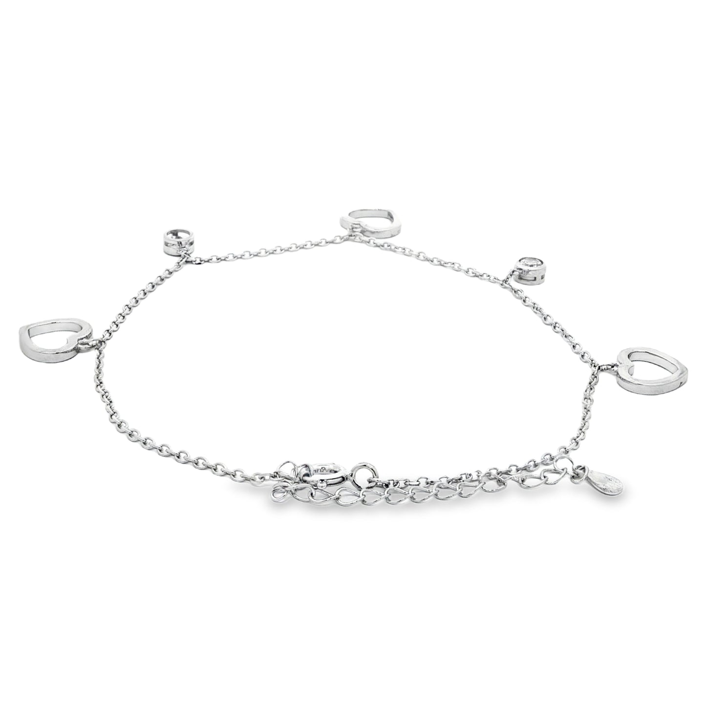 Silver Heart Drop Anklet