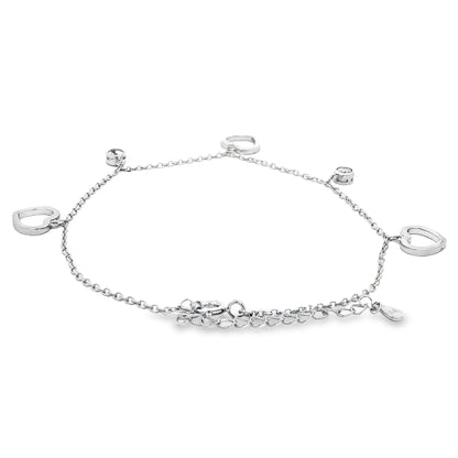 Silver Heart Drop Anklet