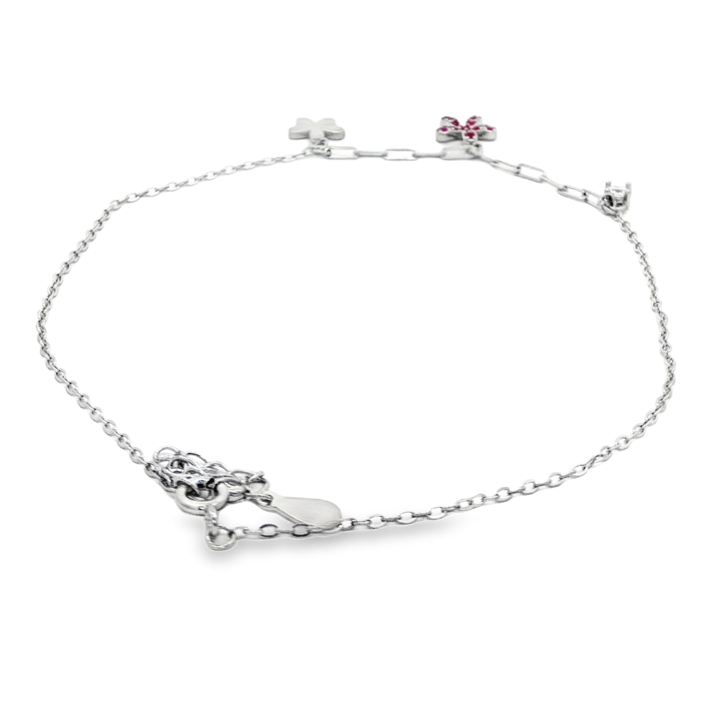 Ruby Blossom Charm Anklet