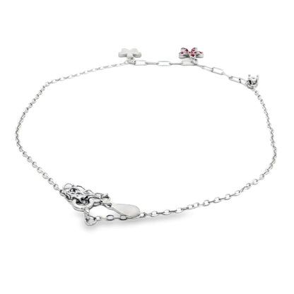 Ruby Blossom Charm Anklet