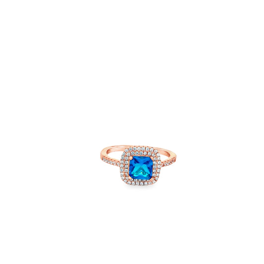 Ocean Radiance Cushion Halo Ring