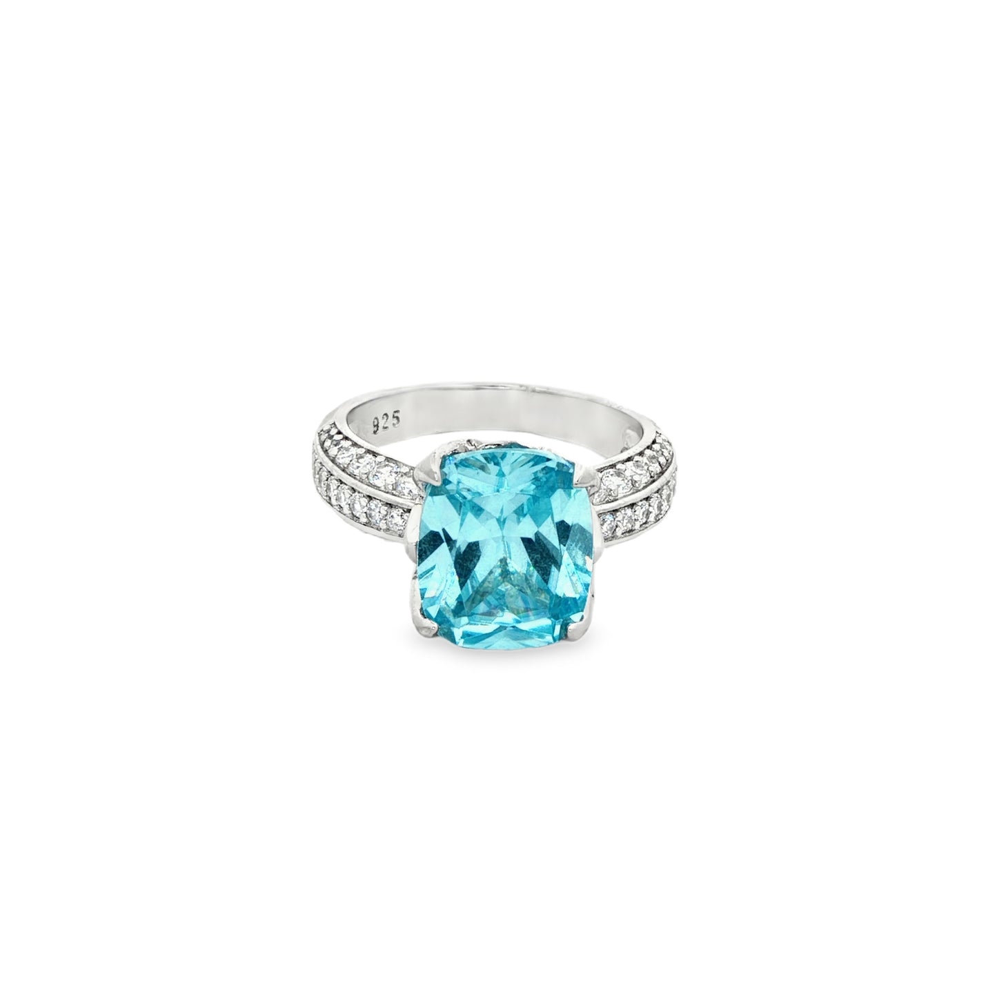 Aqua Radiance Cushion-Cut Ring