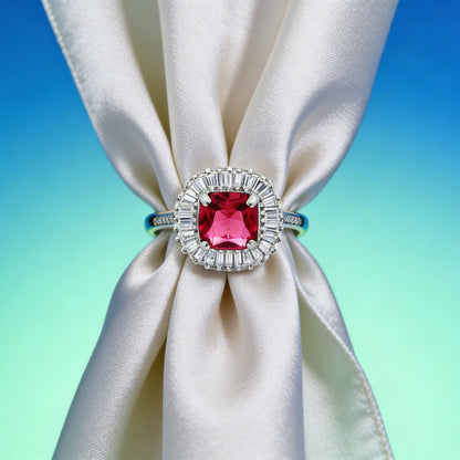 Crimson Royale Halo Diamond Ring