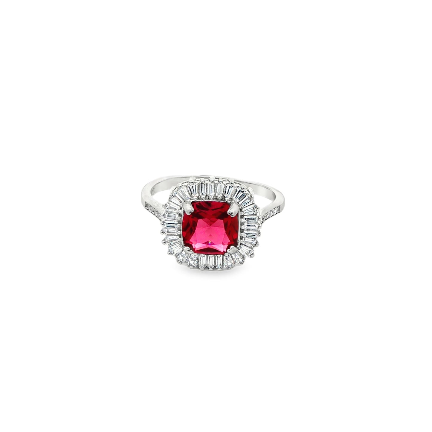 Crimson Royale Halo Diamond Ring