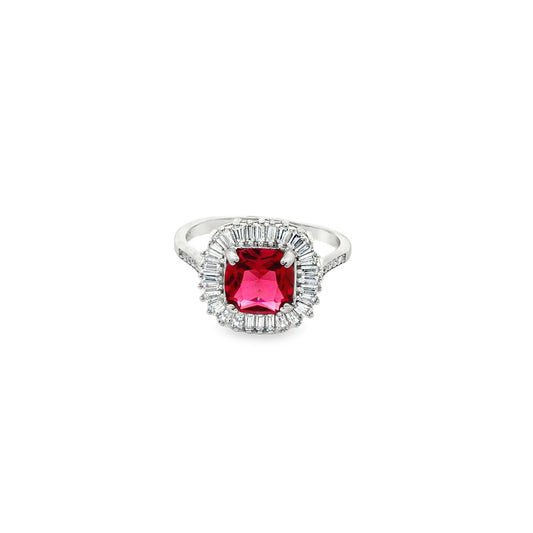 Crimson Royale Halo Diamond Ring