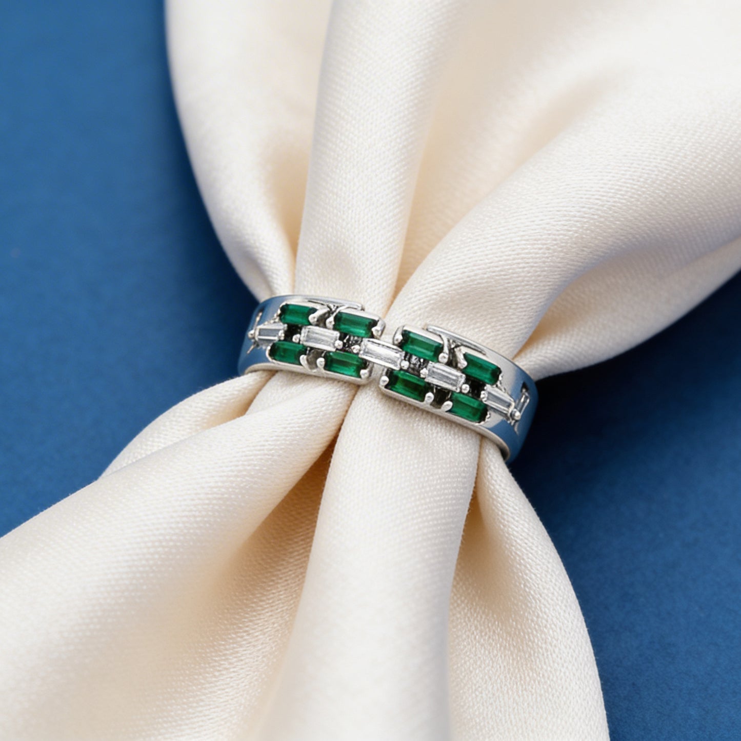 Emerald Elegance Dual Band Ring