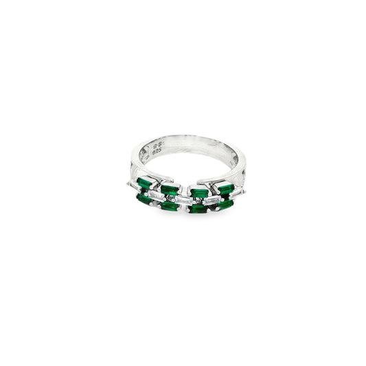 Emerald Elegance Dual Band Ring