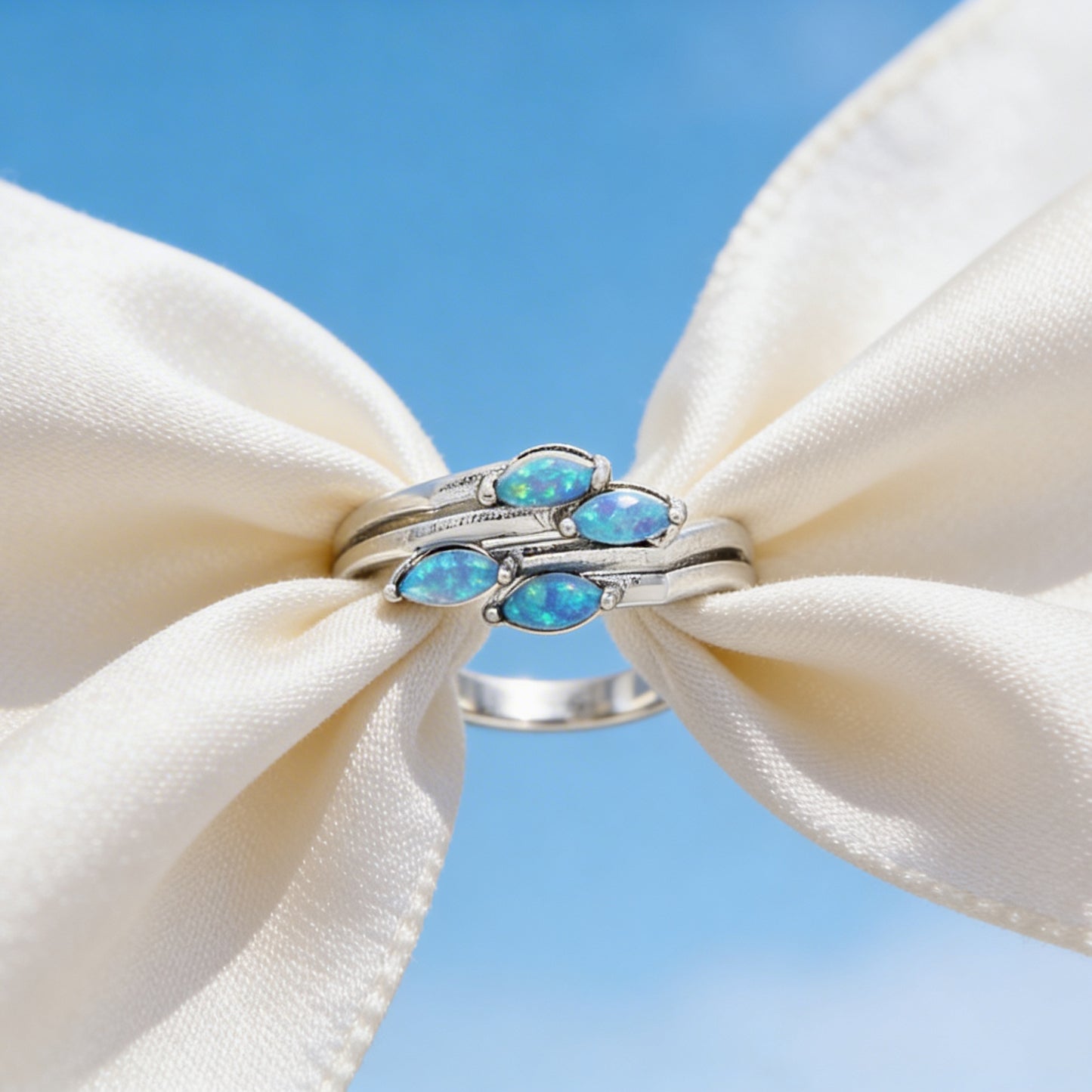 Azure Opal Stack Ring Set