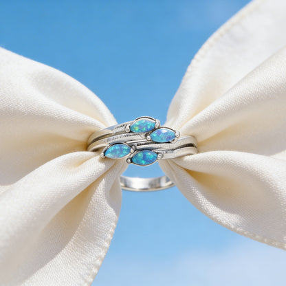 Azure Opal Stack Ring Set