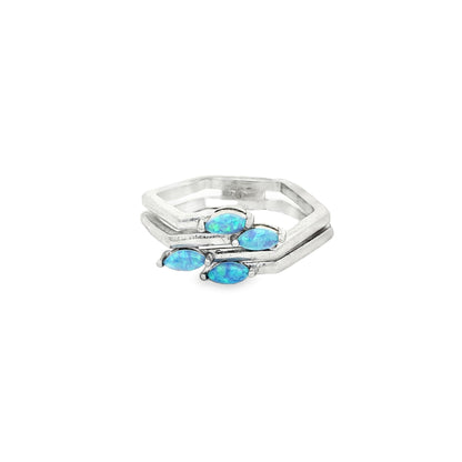 Azure Opal Stack Ring Set