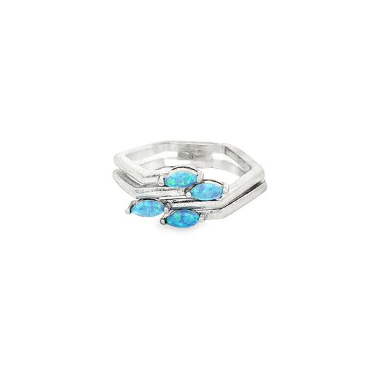 Azure Opal Stack Ring Set