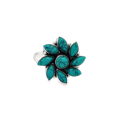 Turquoise Petal Bloom Ring