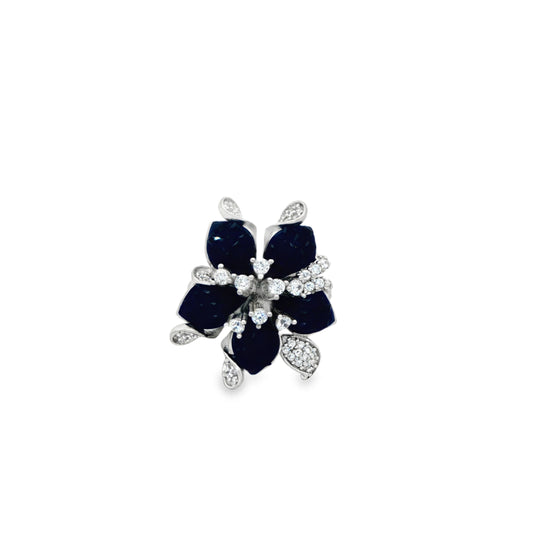 Midnight Blossom Diamond Ring