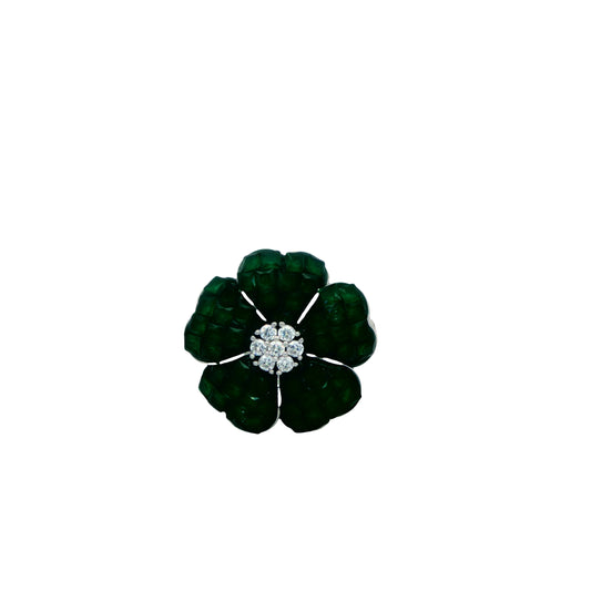 Emerald Petal Diamond Bloom Ring