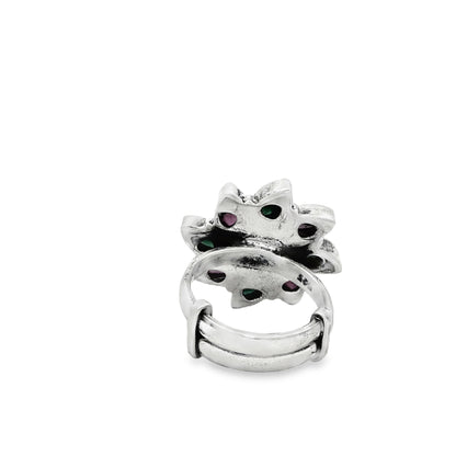 Ruby Emerald Blossom Ring