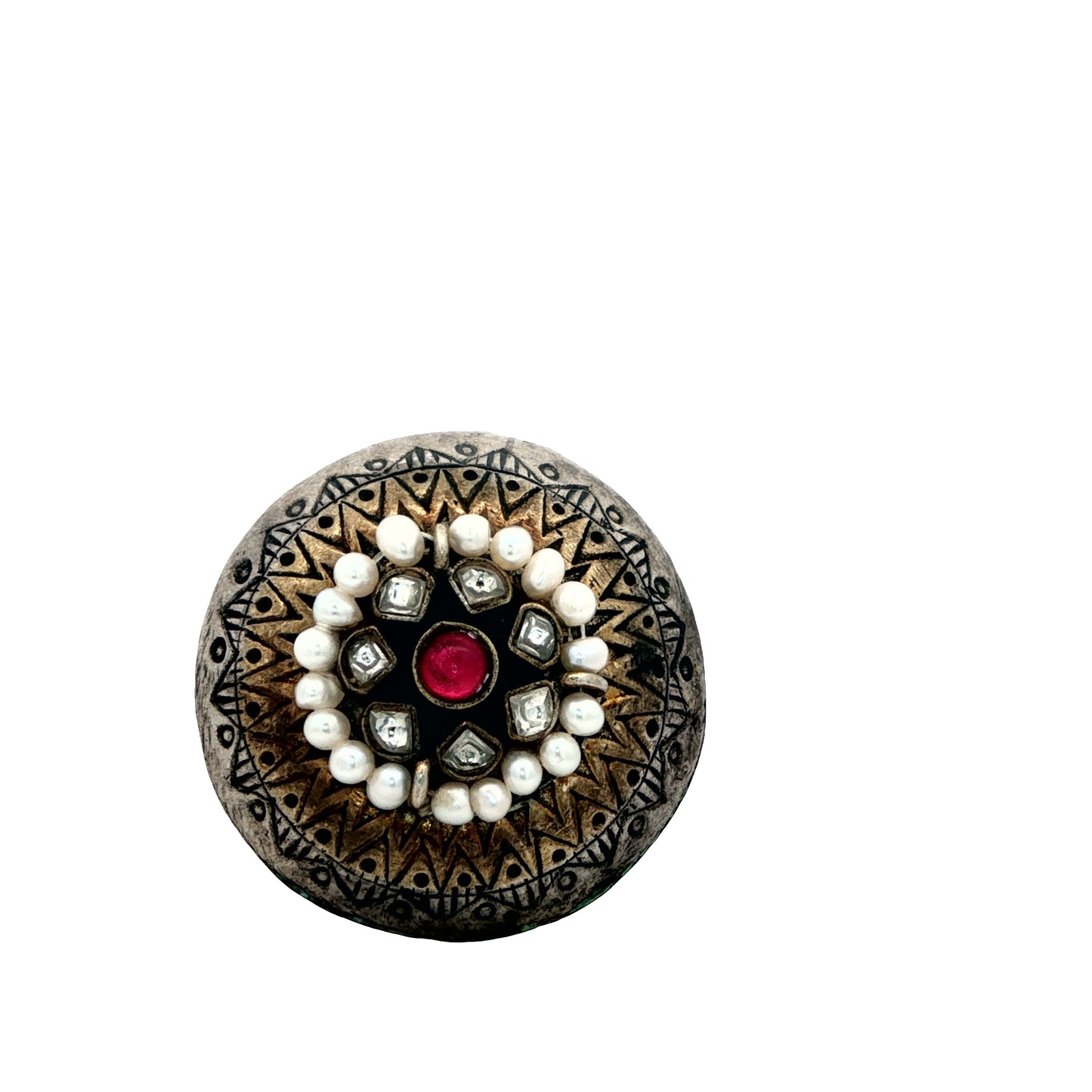 Vintage Mandala Pearl Ring