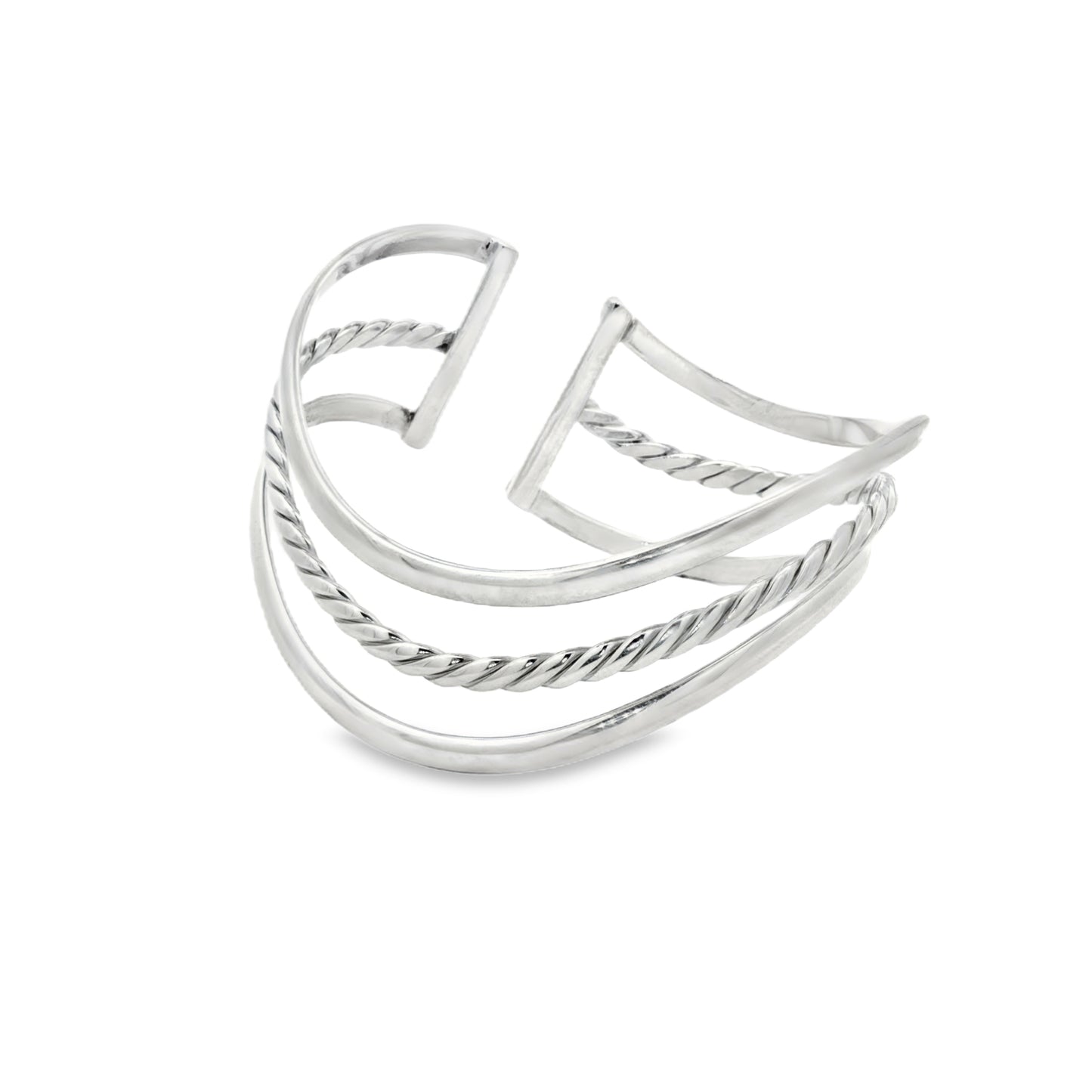 Twist Curve Silver Cuff