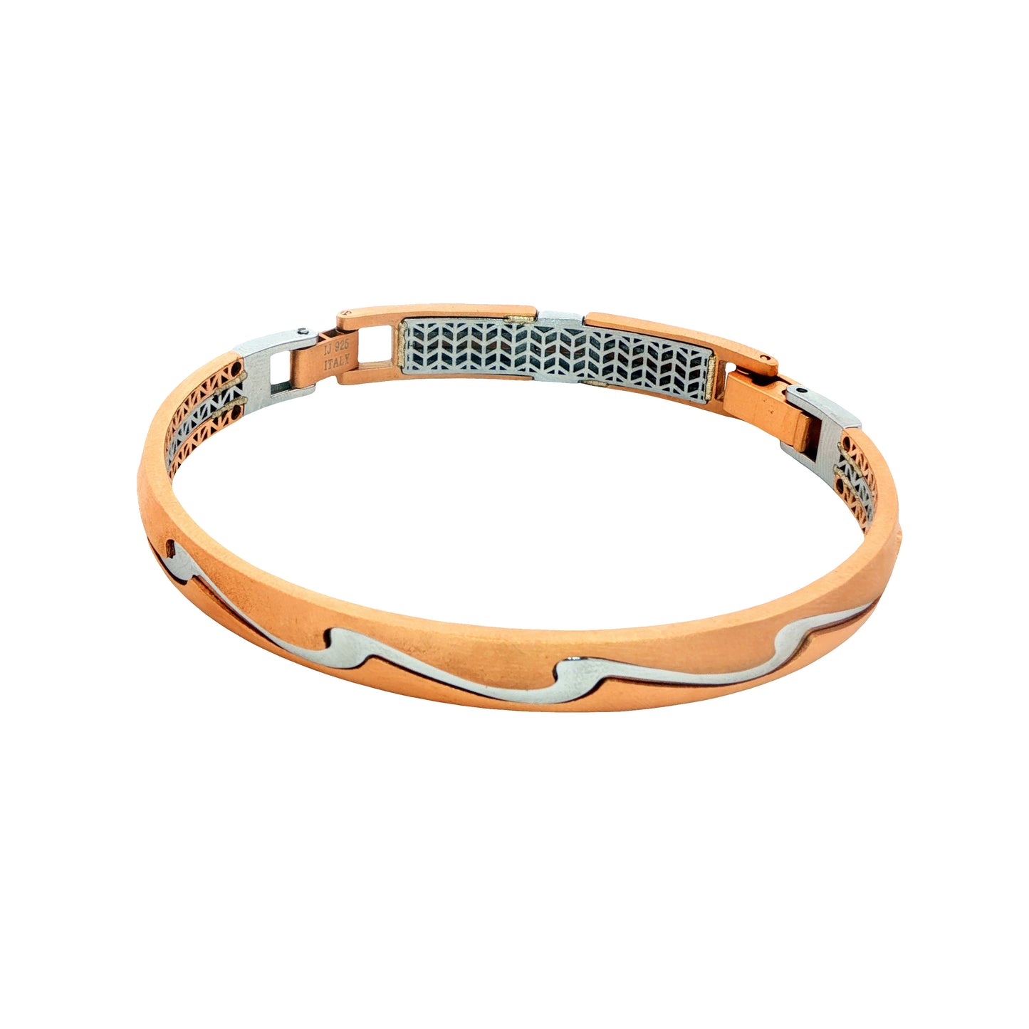 Dual Tone Wave Link Men’s Bracelet