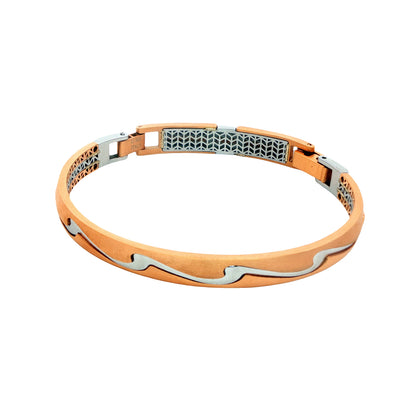 Dual Tone Wave Link Men’s Bracelet