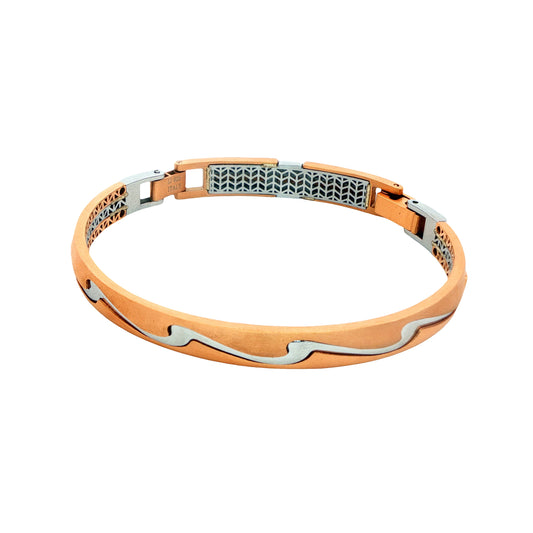 Dual Tone Wave Link Men’s Bracelet