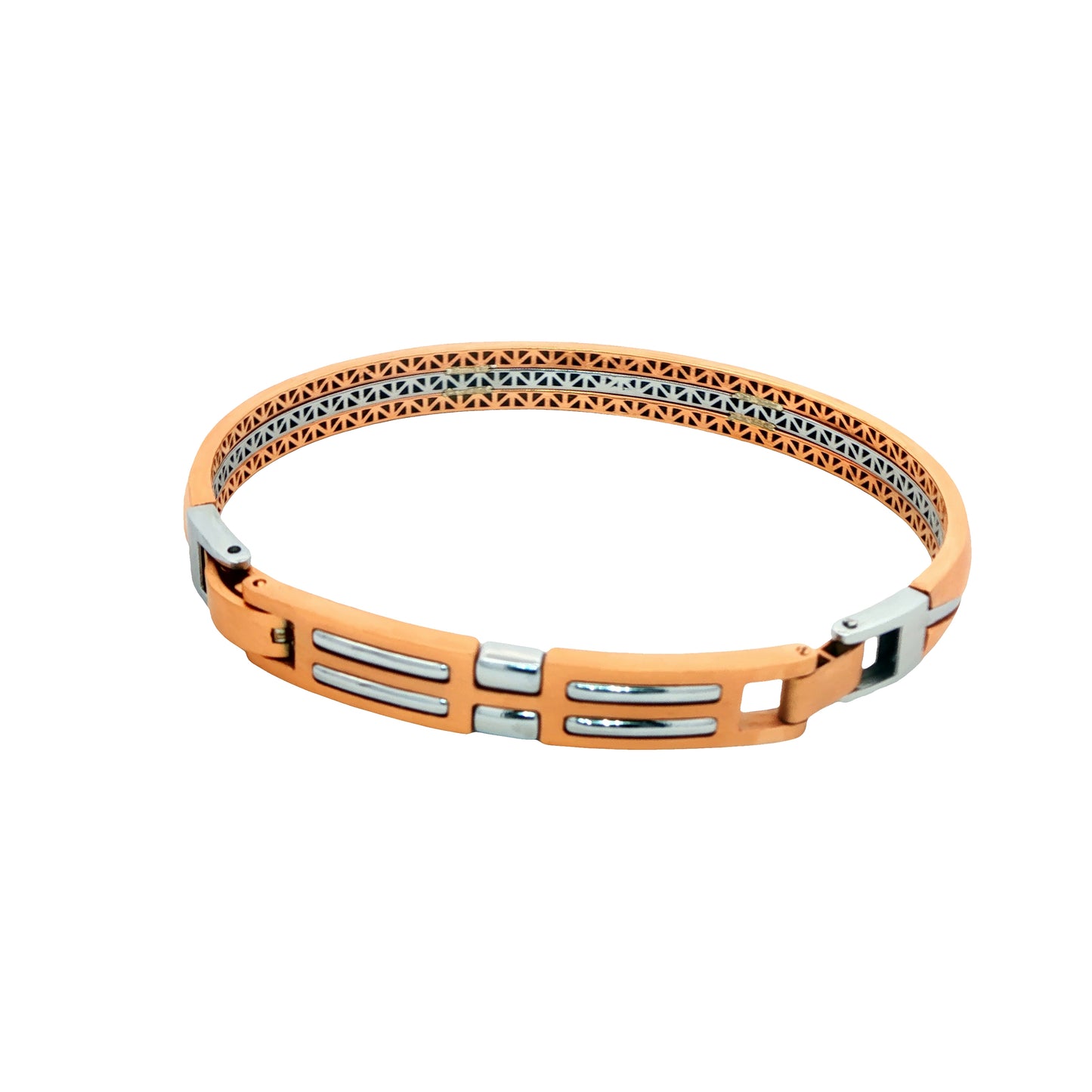 Dual Tone Wave Link Men’s Bracelet